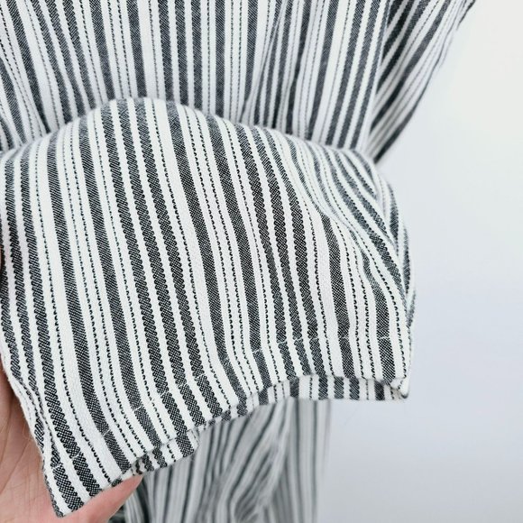 Amuse Society Jumpsuit S Lookout White Grey Stripe Open Tie Back Strappy Cropped - Picture 7 of 15